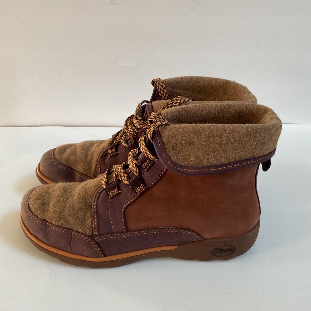 Chaco Barbary Waterproof Leather & Wool Boots Womens Sz 7.5 Brown Outdoor - Picture 3 of 10